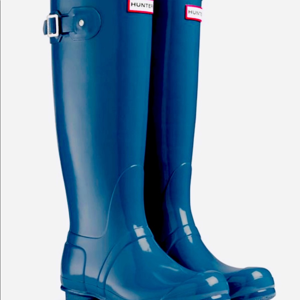 Hunter Original Kids Youth Size 5 Gloss Boot Blue